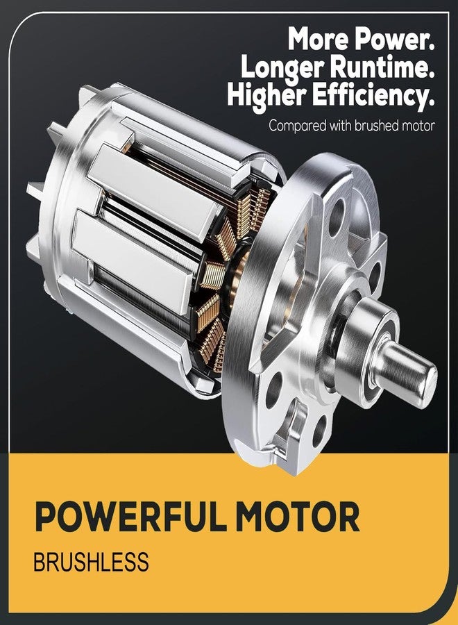 MECRAAF مثقاب لاسلكي بدون فرش من MECRAAF® | طقم مفكات براغي 21 فولت مع بطاريتين 1.5 أمبير/ساعة | عزم دوران 20+1 | ظرف بدون مفتاح 10 مم | أقصى عزم دوران 70 نيوتن متر | سرعتان | مصباح عمل LED | أصفر - Image 4